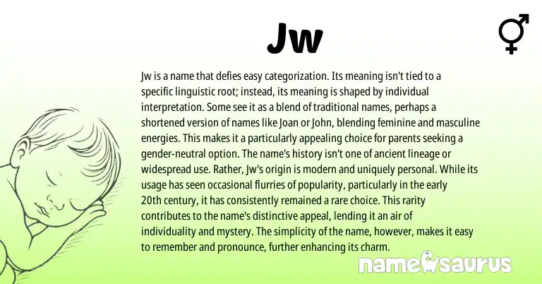 Infographic about Jw name meaning, Jw is a name from Other origin(s).