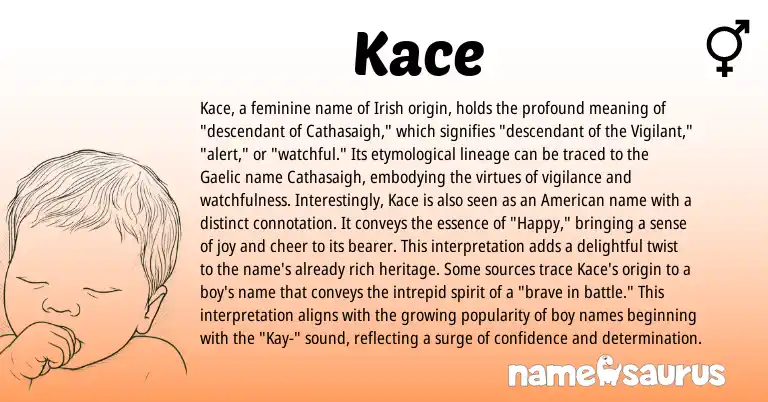 Infographic about Kace name meaning, Kace is a name from Irish, Gaelic, American origin(s).