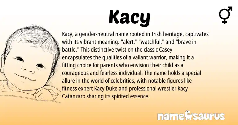 Infographic about Kacy name meaning, Kacy is a name from Irish origin(s).