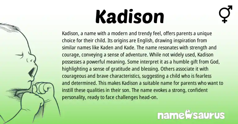 Infographic about Kadison name meaning, Kadison is a name from Hebrew, English origin(s).