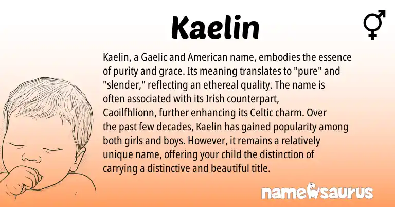 Infographic about Kaelin name meaning, Kaelin is a name from Irish, Gaelic, American, Celtic origin(s).