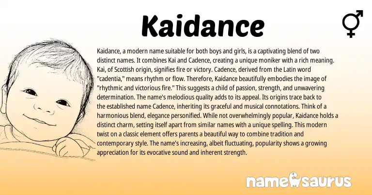 Infographic about Kaidance name meaning, Kaidance is a name from Scottish origin(s).