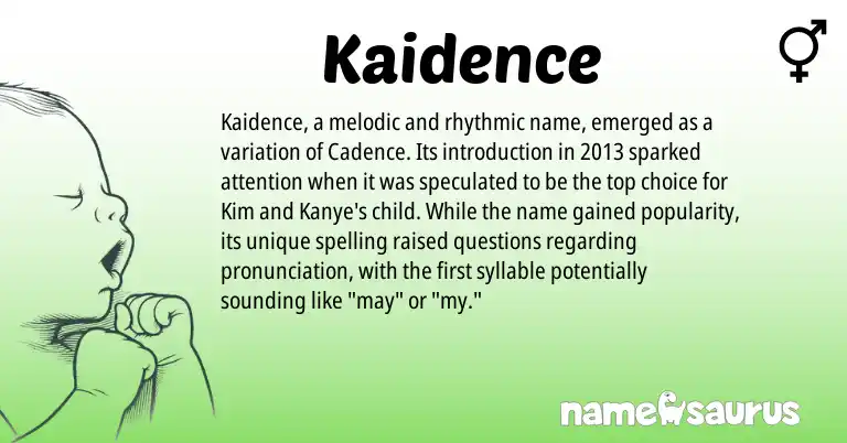 Infographic about Kaidence name meaning, Kaidence is a name from N/A origin(s).