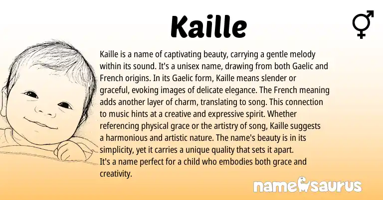 Infographic about Kaille name meaning, Kaille is a name from Finnish, French, Gaelic origin(s).