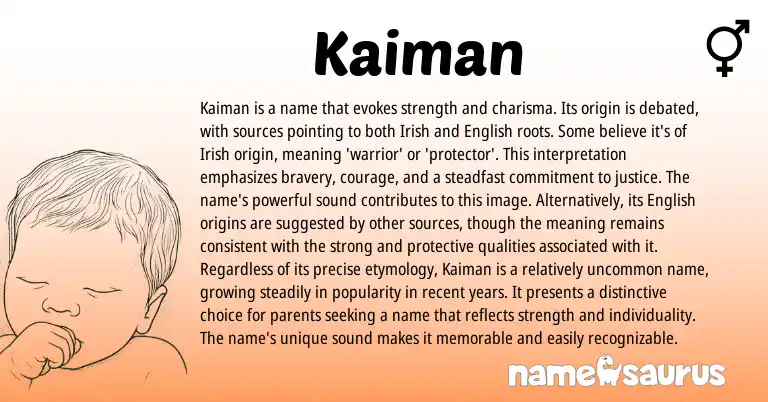 Infographic about Kaiman name meaning, Kaiman is a name from Irish origin(s).