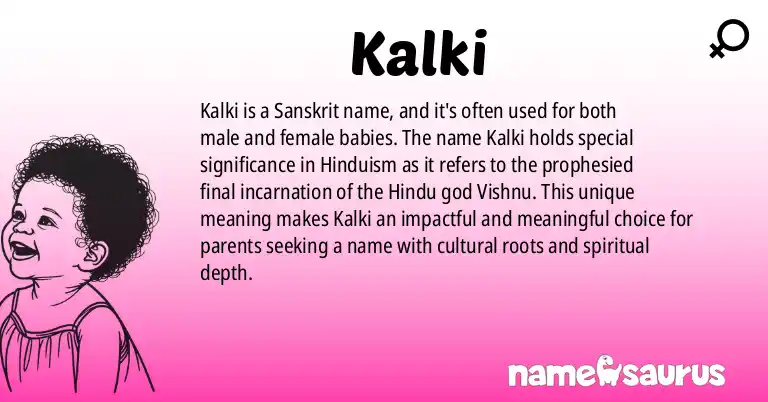Infographic about Kalki name meaning, Kalki is a name from Sanskrit origin(s).