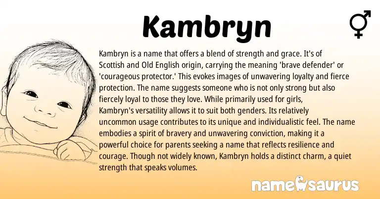 Infographic about Kambryn name meaning, Kambryn is a name from Scottish, English origin(s).