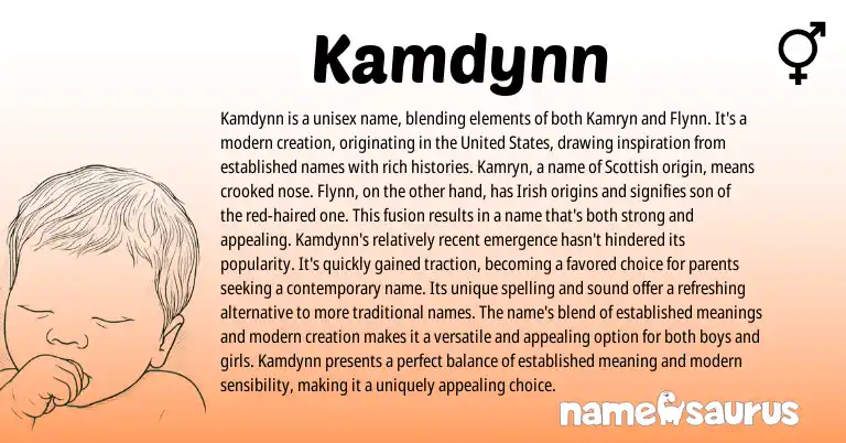 Infographic about Kamdynn name meaning, Kamdynn is a name from Scottish, Irish origin(s).