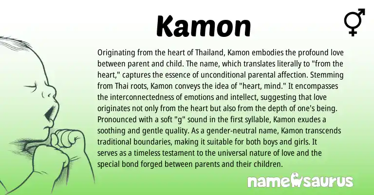 Infographic about Kamon name meaning, Kamon is a name from Thai origin(s).