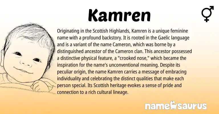 Infographic about Kamren name meaning, Kamren is a name from Gaelic, Scottish origin(s).