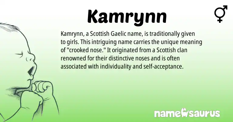 Infographic about Kamrynn name meaning, Kamrynn is a name from Gaelic, Scottish origin(s).