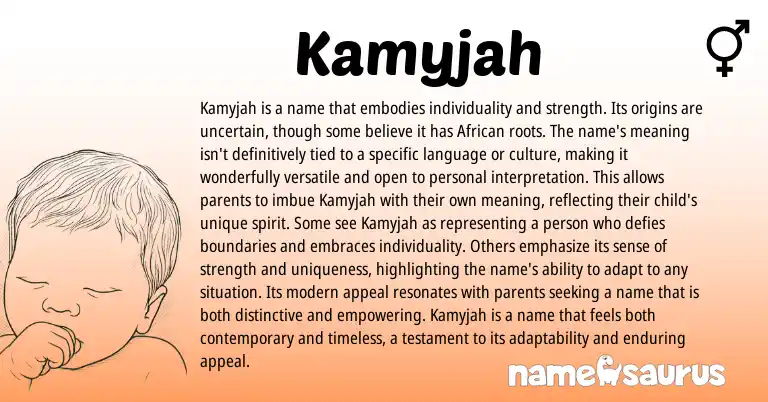 Infographic about Kamyjah name meaning, Kamyjah is a name from Other origin(s).