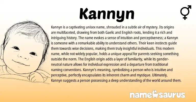 Infographic about Kannyn name meaning, Kannyn is a name from Gaelic, English origin(s).