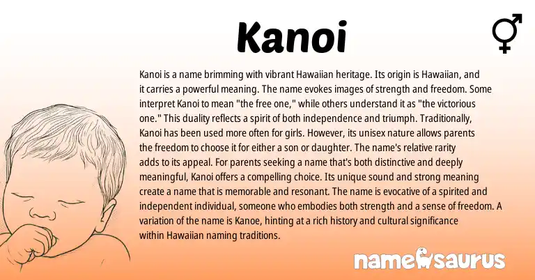Infographic about Kanoi name meaning, Kanoi is a name from Hawaiian origin(s).