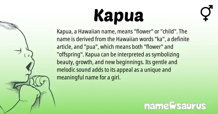 Infographic about Kapua name meaning, Kapua is a name from Hawaiian origin(s).