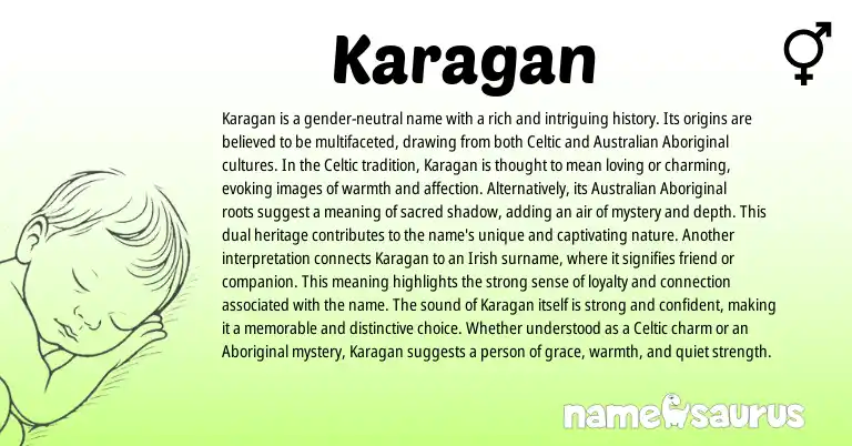 Infographic about Karagan name meaning, Karagan is a name from Australian, Celtic origin(s).