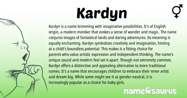 Infographic about Kardyn name meaning, Kardyn is a name from English origin(s).