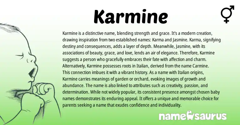 Infographic about Karmine name meaning, Karmine is a name from Latin origin(s).