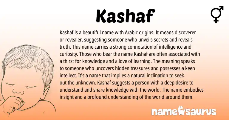 Infographic about Kashaf name meaning, Kashaf is a name from Arabic origin(s).