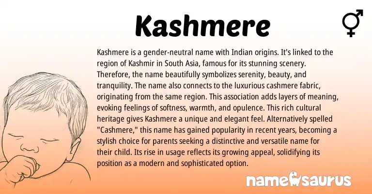 Infographic about Kashmere name meaning, Kashmere is a name from Indian, English origin(s).