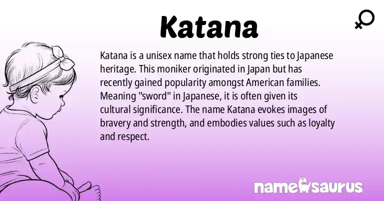 Infographic about Katana name meaning, Katana is a name from Japanese, American origin(s).