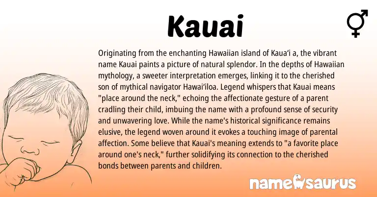 Infographic about Kauai name meaning, Kauai is a name from Hawaiian origin(s).