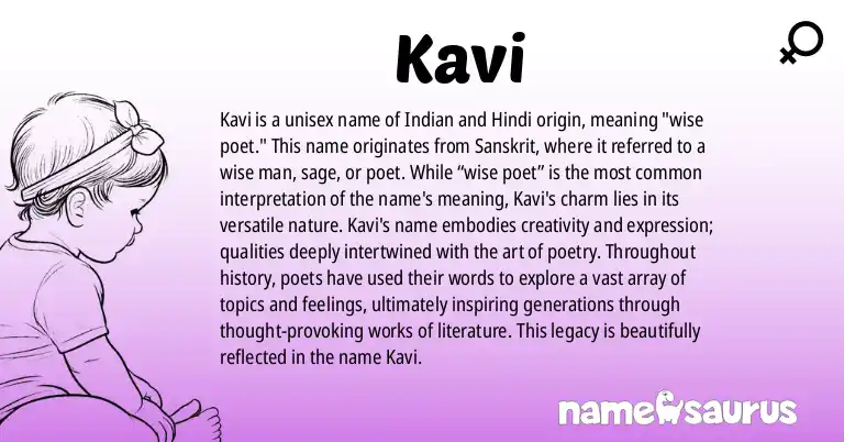 Infographic about Kavi name meaning, Kavi is a name from Indian, Hindi origin(s).