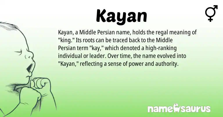 Infographic about Kayan name meaning, Kayan is a name from Middle Persian origin(s).