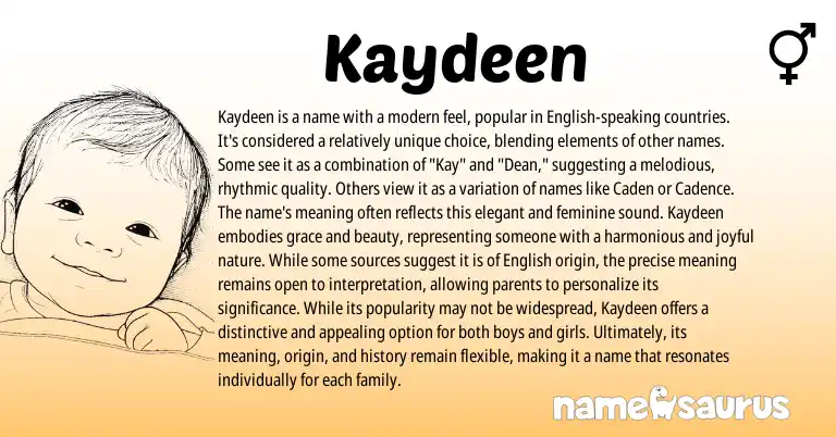 Infographic about Kaydeen name meaning, Kaydeen is a name from Other origin(s).