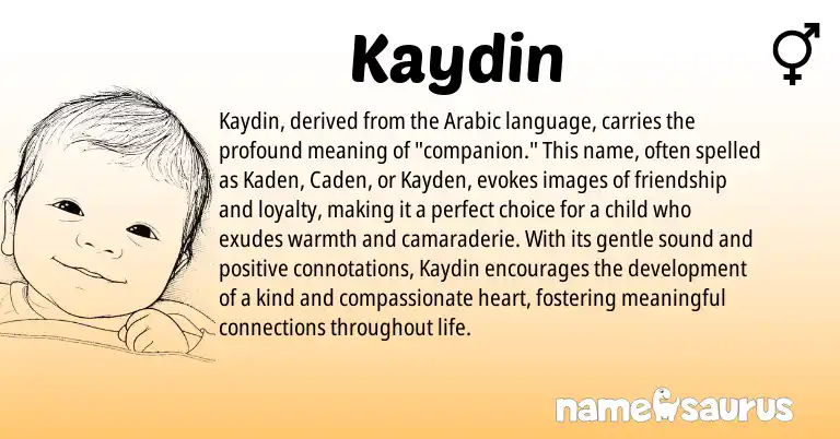 Infographic about Kaydin name meaning, Kaydin is a name from Arabic origin(s).