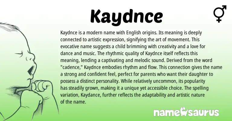 Infographic about Kaydnce name meaning, Kaydnce is a name from English origin(s).