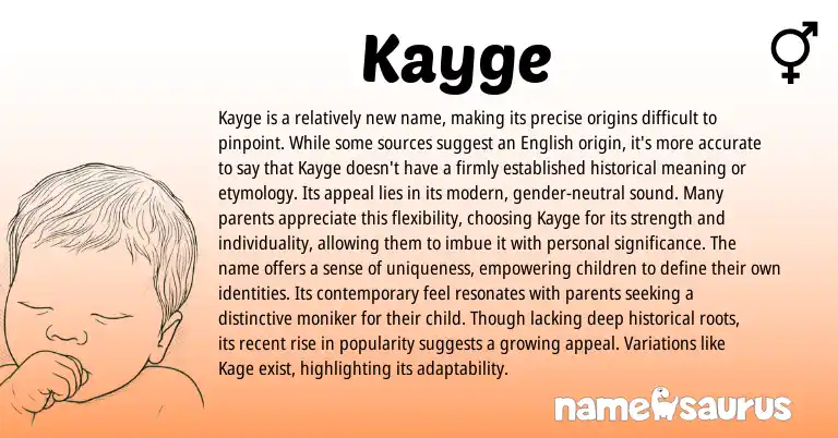 Infographic about Kayge name meaning, Kayge is a name from Other origin(s).