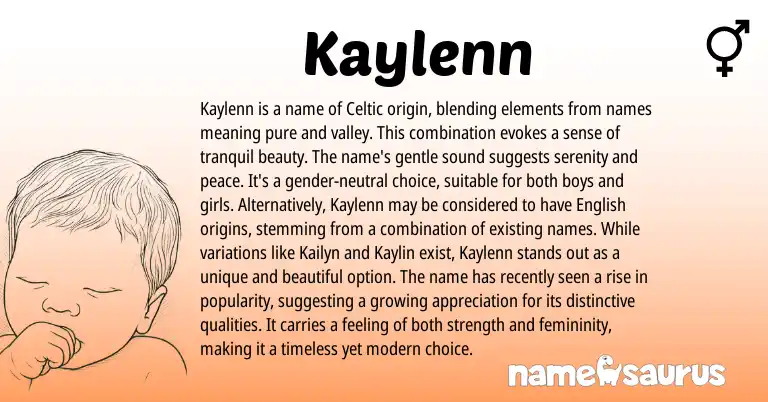 Infographic about Kaylenn name meaning, Kaylenn is a name from Celtic origin(s).
