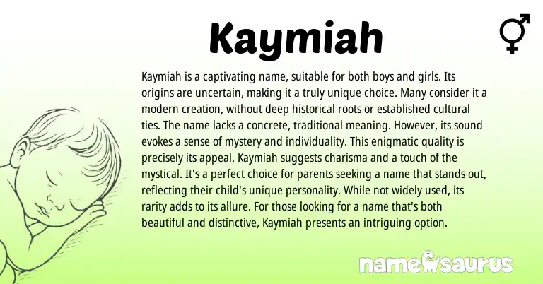 Infographic about Kaymiah name meaning, Kaymiah is a name from Other origin(s).