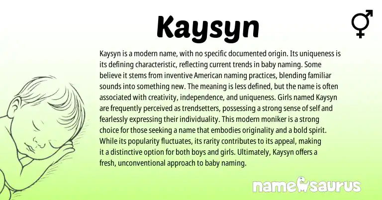 Infographic about Kaysyn name meaning, Kaysyn is a name from Other origin(s).