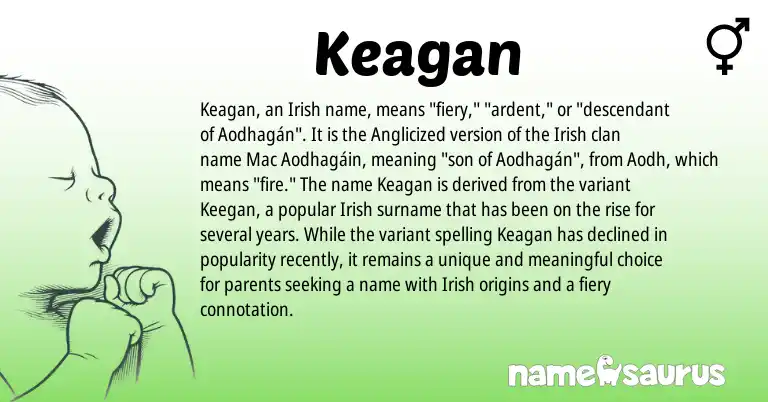Infographic about Keagan name meaning, Keagan is a name from Irish origin(s).