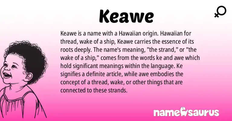 Infographic about Keawe name meaning, Keawe is a name from Hawaiian origin(s).