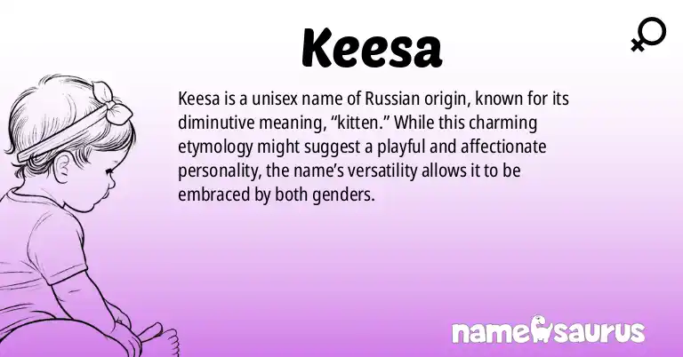 Infographic about Keesa name meaning, Keesa is a name from Russian origin(s).