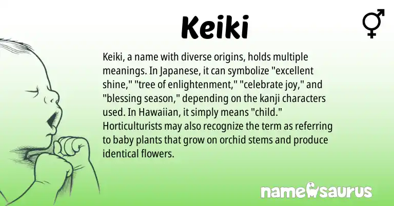 Infographic about Keiki name meaning, Keiki is a name from Hawaiian, Japanese origin(s).