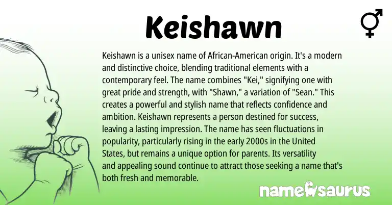 Infographic about Keishawn name meaning, Keishawn is a name from Other origin(s).