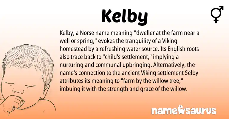 Infographic about Kelby name meaning, Kelby is a name from English, Norse origin(s).