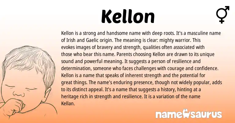 Infographic about Kellon name meaning, Kellon is a name from Gaelic origin(s).