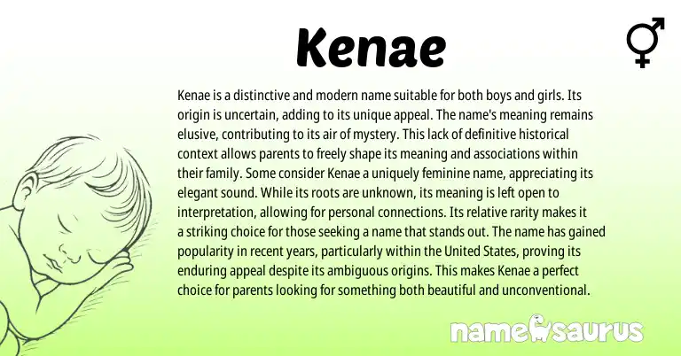 Infographic about Kenae name meaning, Kenae is a name from Other origin(s).