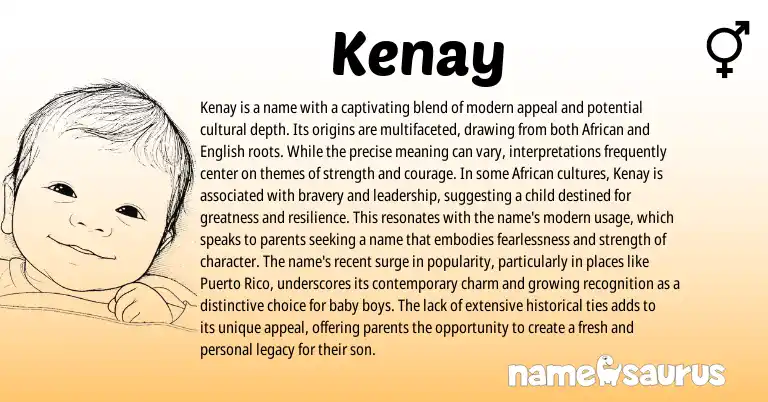 Infographic about Kenay name meaning, Kenay is a name from African origin(s).