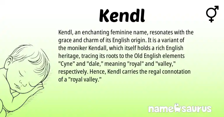 Infographic about Kendl name meaning, Kendl is a name from Old English, English origin(s).