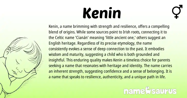 Infographic about Kenin name meaning, Kenin is a name from Celtic, Irish origin(s).