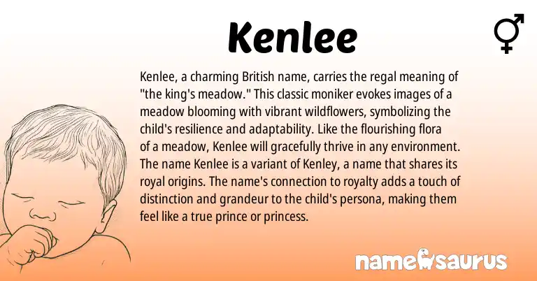 Infographic about Kenlee name meaning, Kenlee is a name from British origin(s).