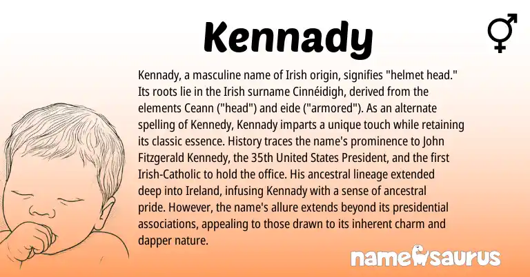 Infographic about Kennady name meaning, Kennady is a name from Irish, Ireland, United States origin(s).