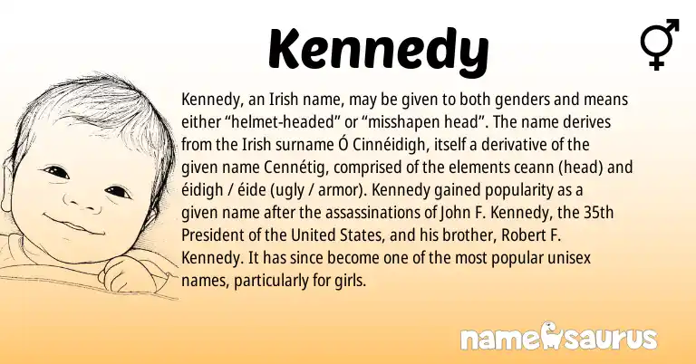 Infographic about Kennedy name meaning, Kennedy is a name from Irish, United States origin(s).