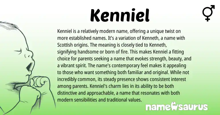 Infographic about Kenniel name meaning, Kenniel is a name from Scottish origin(s).